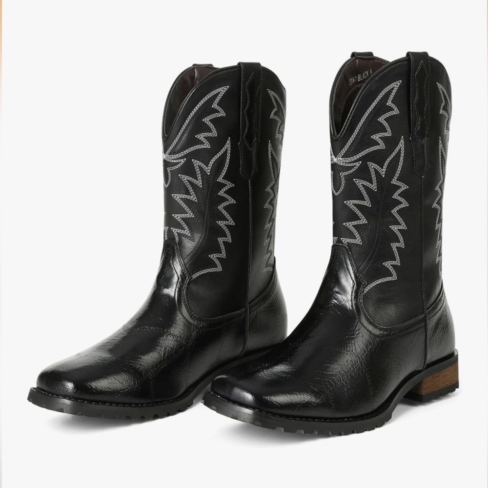 Saralris Men's Western Black size 11 Work, Round Toe, Lace-up, Cowboy Style